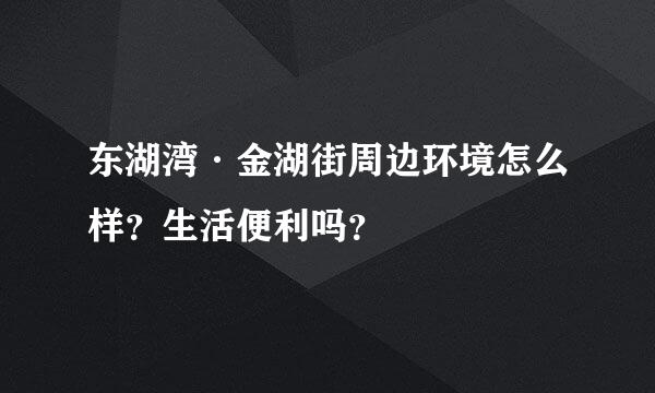 东湖湾·金湖街周边环境怎么样？生活便利吗？