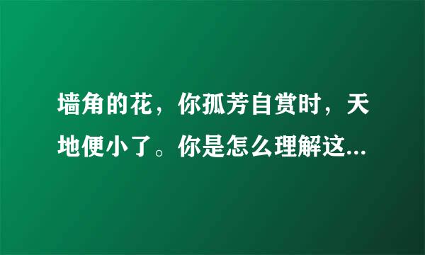 墙角的花，你孤芳自赏时，天地便小了。你是怎么理解这句话的？