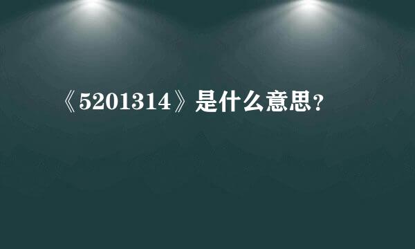 《5201314》是什么意思？