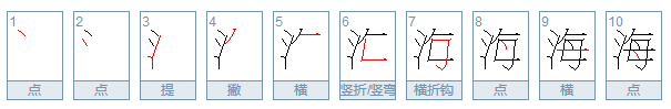 “海”字的笔顺怎么写？