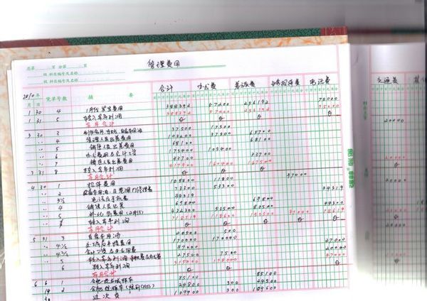 现金日记账、银行存款日记账、明细账和总账的手写样本