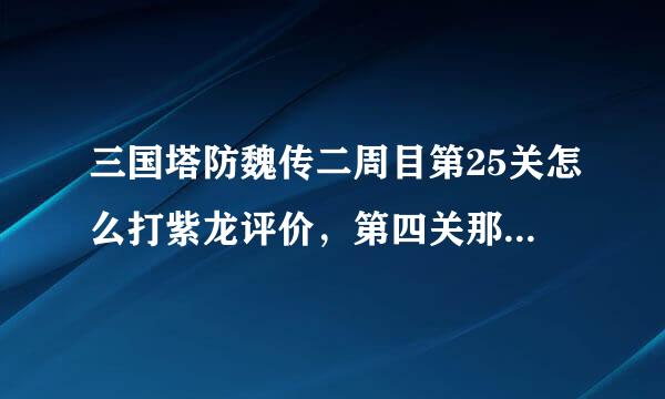 三国塔防魏传二周目第25关怎么打紫龙评价，第四关那种小兵不吃技能不吃策略，怎么打？