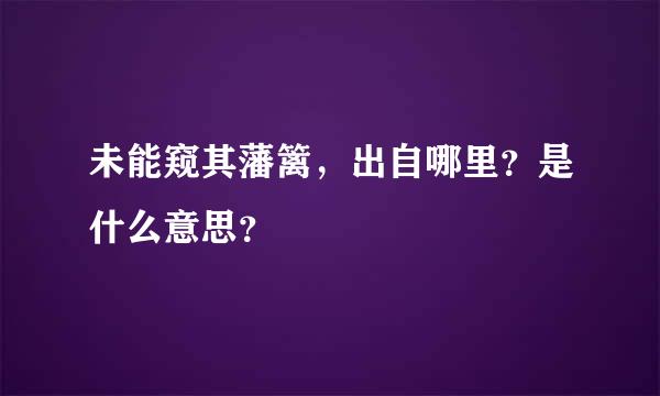 未能窥其藩篱，出自哪里？是什么意思？