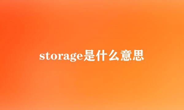 storage是什么意思