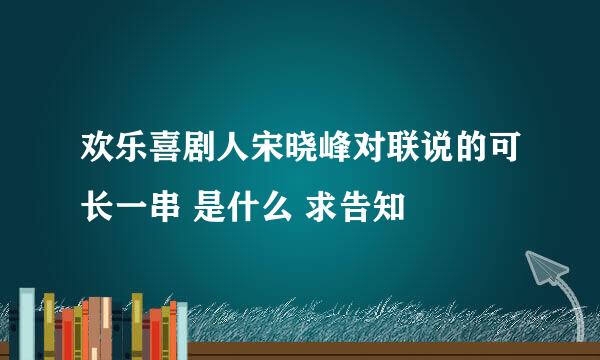 欢乐喜剧人宋晓峰对联说的可长一串 是什么 求告知