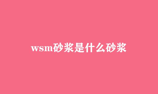 wsm砂浆是什么砂浆