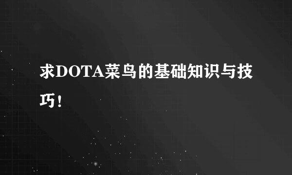 求DOTA菜鸟的基础知识与技巧！