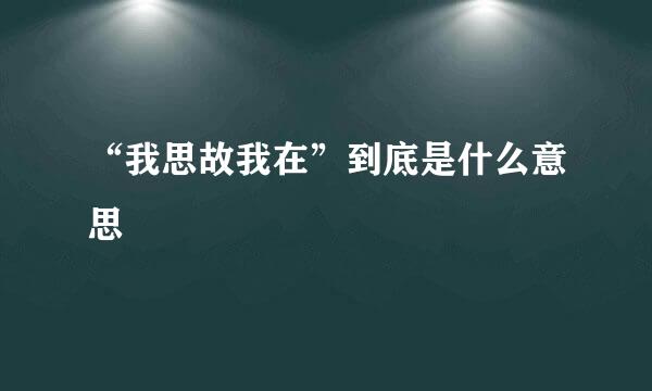 “我思故我在”到底是什么意思