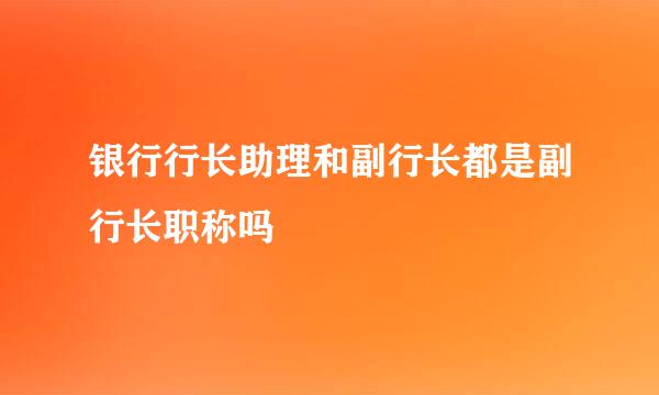 银行行长助理和副行长都是副行长职称吗