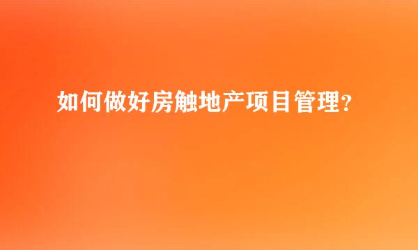 如何做好房触地产项目管理？