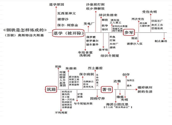 《钢铁是怎样炼成的》思维导图