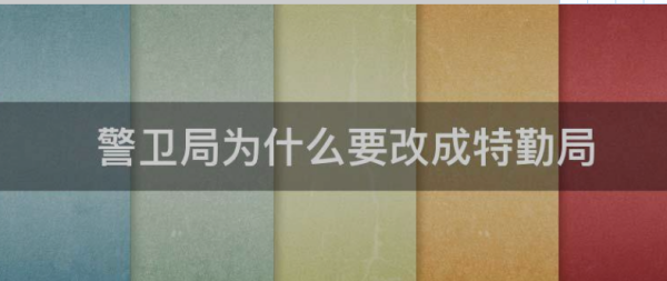 警卫局为什么要改成特勤局