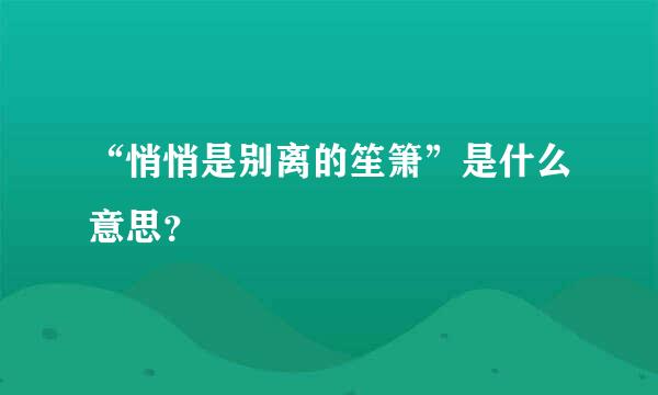 “悄悄是别离的笙箫”是什么意思？