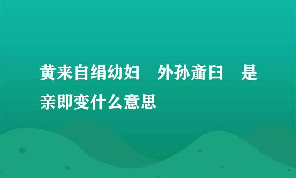 黄来自绢幼妇 外孙齑臼 是亲即变什么意思