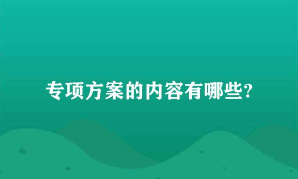 专项方案的内容有哪些?