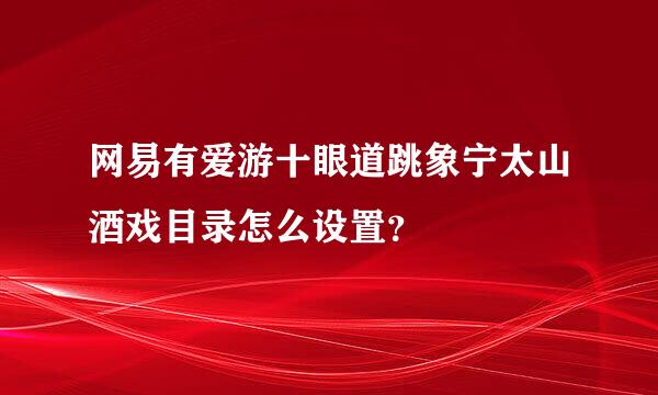 网易有爱游十眼道跳象宁太山酒戏目录怎么设置？