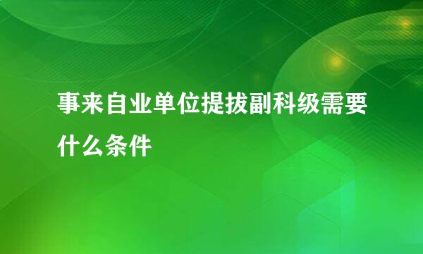 事来自业单位提拔副科级需要什么条件