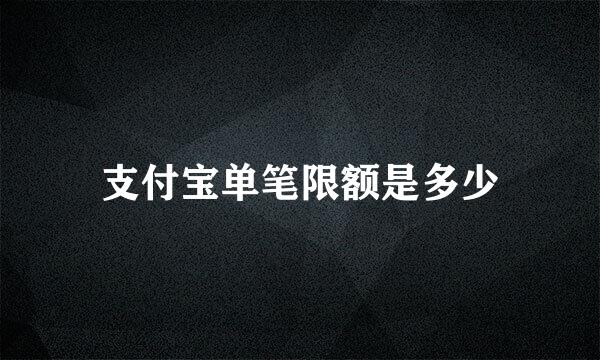 支付宝单笔限额是多少