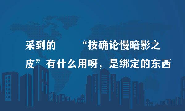 采到的  “按确论慢暗影之皮”有什么用呀，是绑定的东西