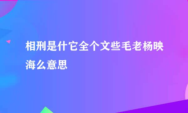 相刑是什它全个文些毛老杨映海么意思