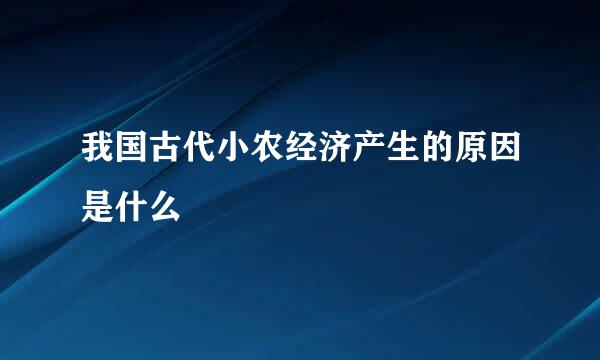 我国古代小农经济产生的原因是什么