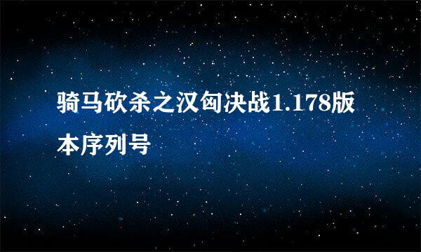 骑马砍杀之汉匈决战1.178版本序列号