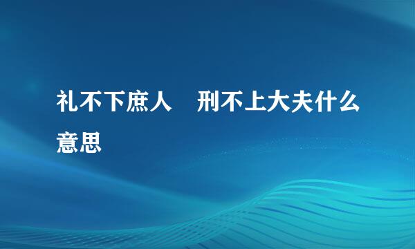 礼不下庶人 刑不上大夫什么意思