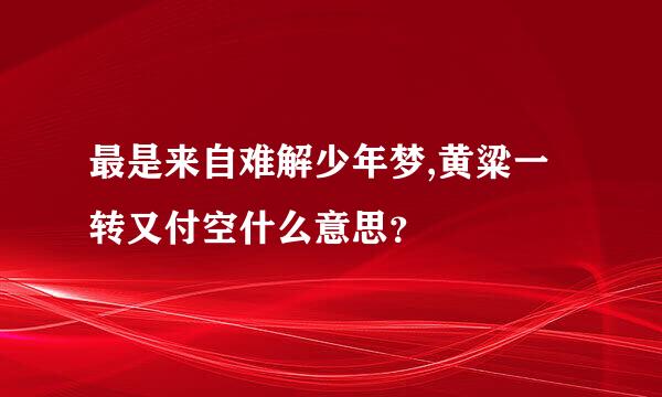 最是来自难解少年梦,黄粱一转又付空什么意思？