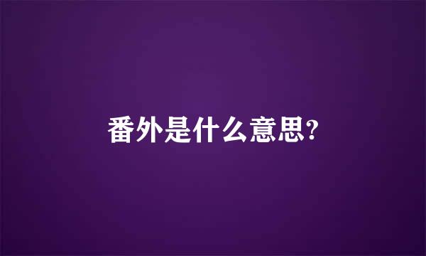 番外是什么意思?