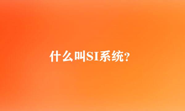 什么叫SI系统？