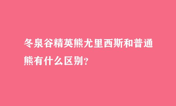 冬泉谷精英熊尤里西斯和普通熊有什么区别？