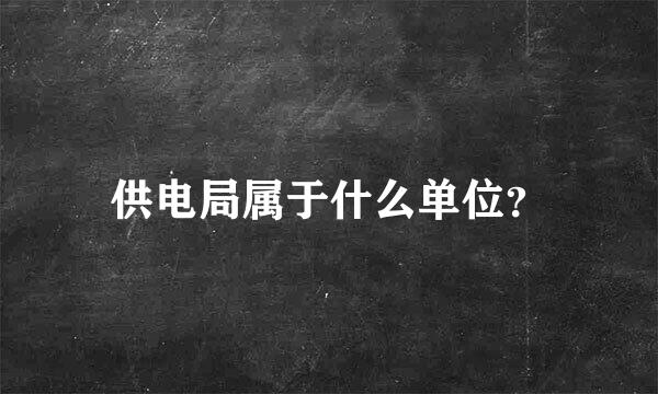 供电局属于什么单位？