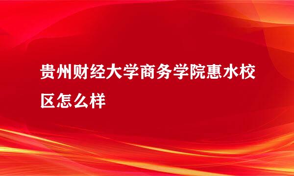 贵州财经大学商务学院惠水校区怎么样