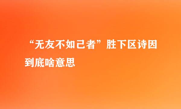 “无友不如己者”胜下区诗因到底啥意思