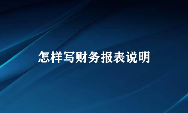 怎样写财务报表说明