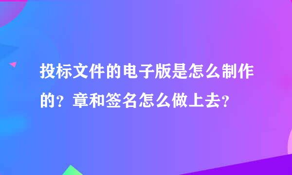 投标文件的电子版是怎么制作的？章和签名怎么做上去？