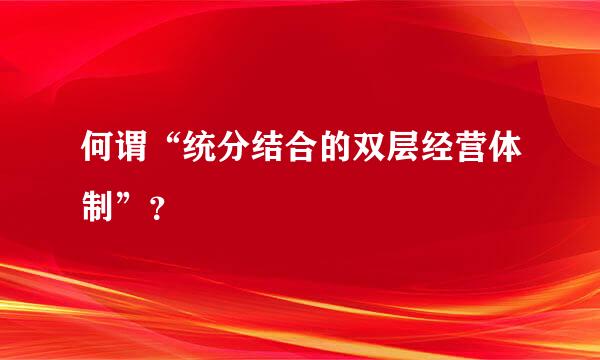 何谓“统分结合的双层经营体制”？