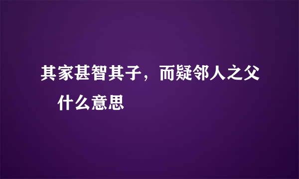 其家甚智其子，而疑邻人之父 什么意思