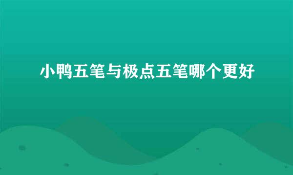 小鸭五笔与极点五笔哪个更好