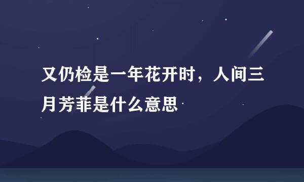 又仍检是一年花开时，人间三月芳菲是什么意思