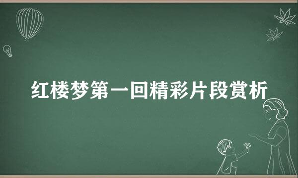 红楼梦第一回精彩片段赏析