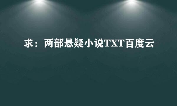 求：两部悬疑小说TXT百度云