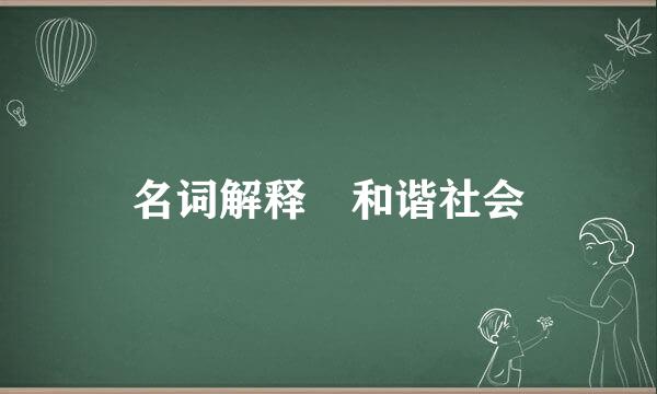 名词解释 和谐社会