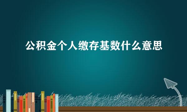 公积金个人缴存基数什么意思