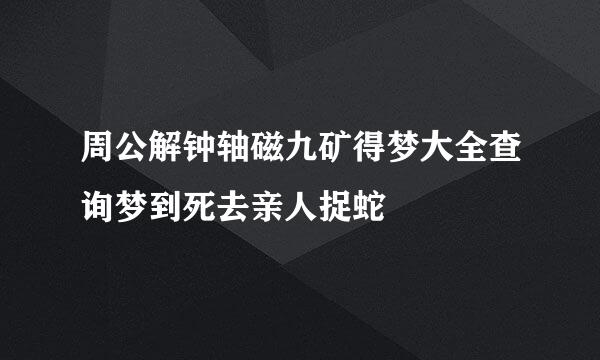 周公解钟轴磁九矿得梦大全查询梦到死去亲人捉蛇