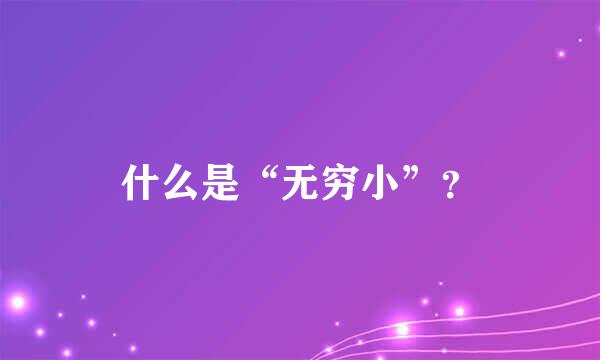 什么是“无穷小”？