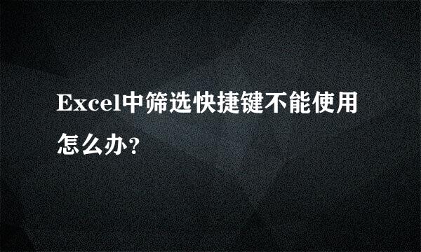 Excel中筛选快捷键不能使用怎么办？