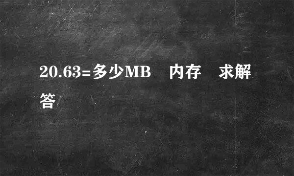 20.63=多少MB 内存 求解答