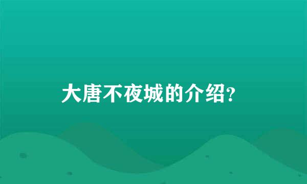 大唐不夜城的介绍？