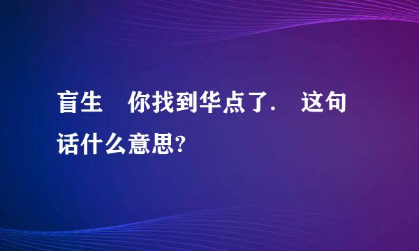 盲生 你找到华点了. 这句话什么意思?